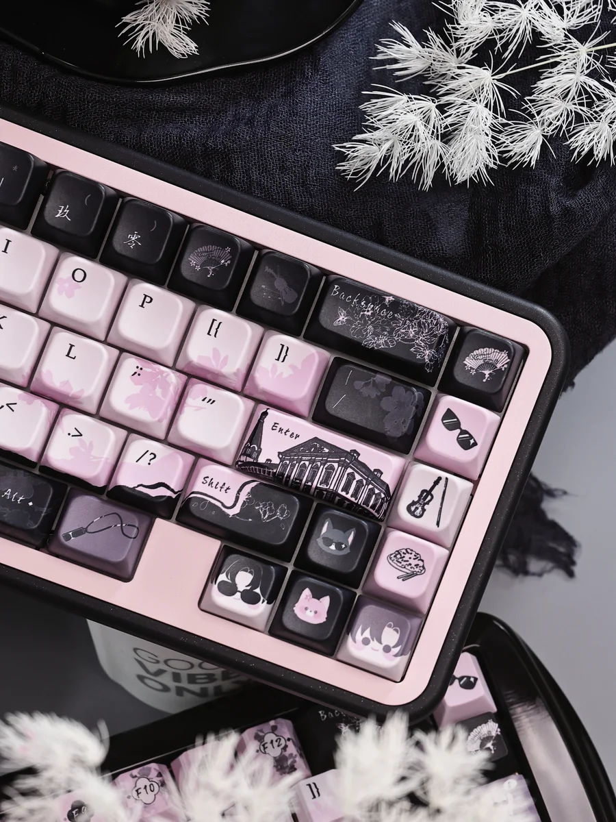Close-up views of the The Lost Tomb: Xie Yuchen & Hei Yanjing Series Keycap Set, revealing its exclusive, mysterious dark elegance and subtle character details.