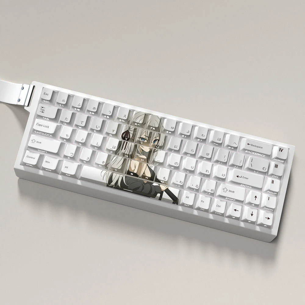 Alya Sometimes Hides Her Alisa Kujou side-printed installed on a mechanical keyboard setup