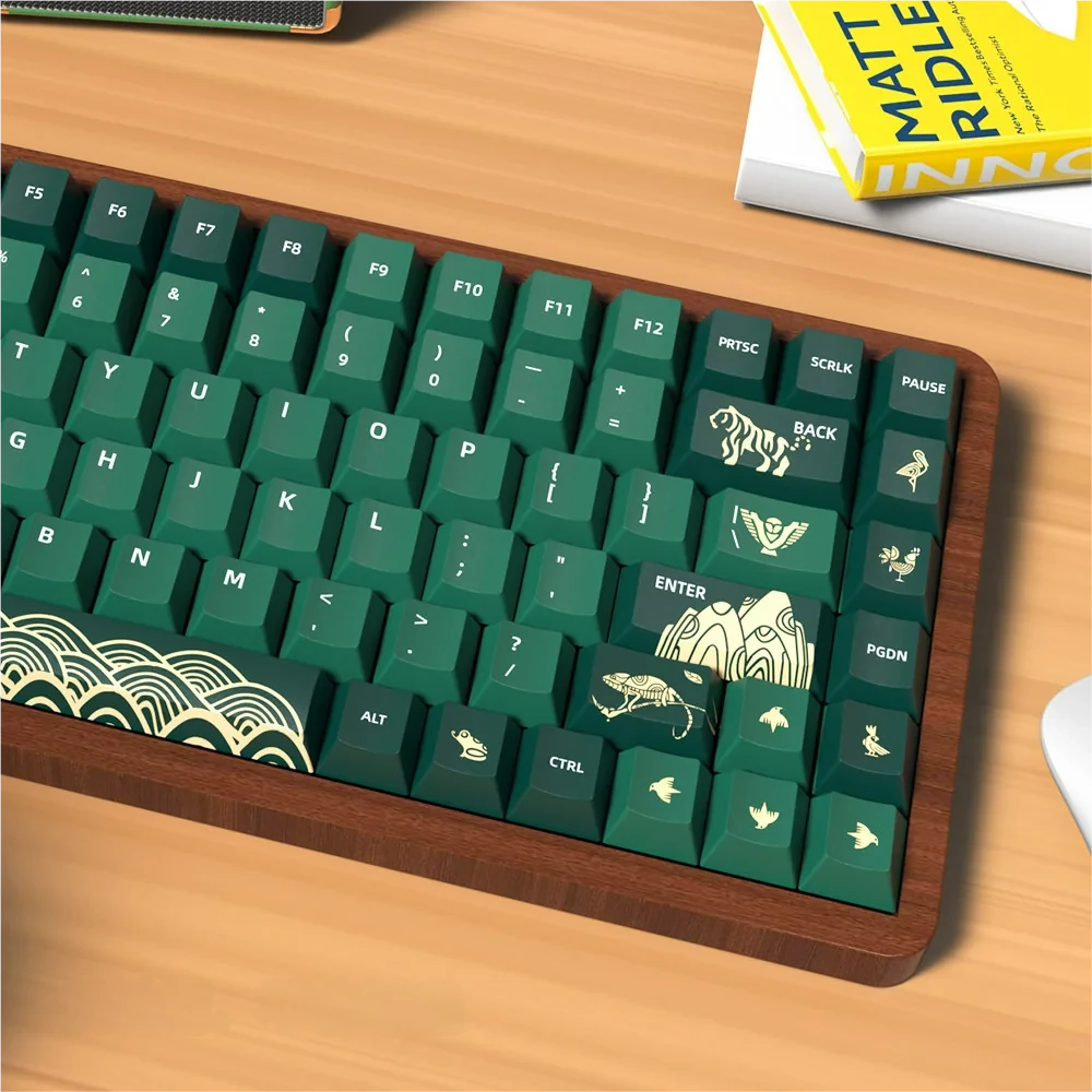 Overhead shot of the Animal Crossing keycap set, displaying the full layout.