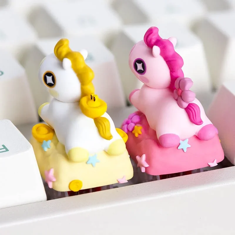 Handcrafted Auspicious New Year keycap, angled view showcasing intricate details and resin finish