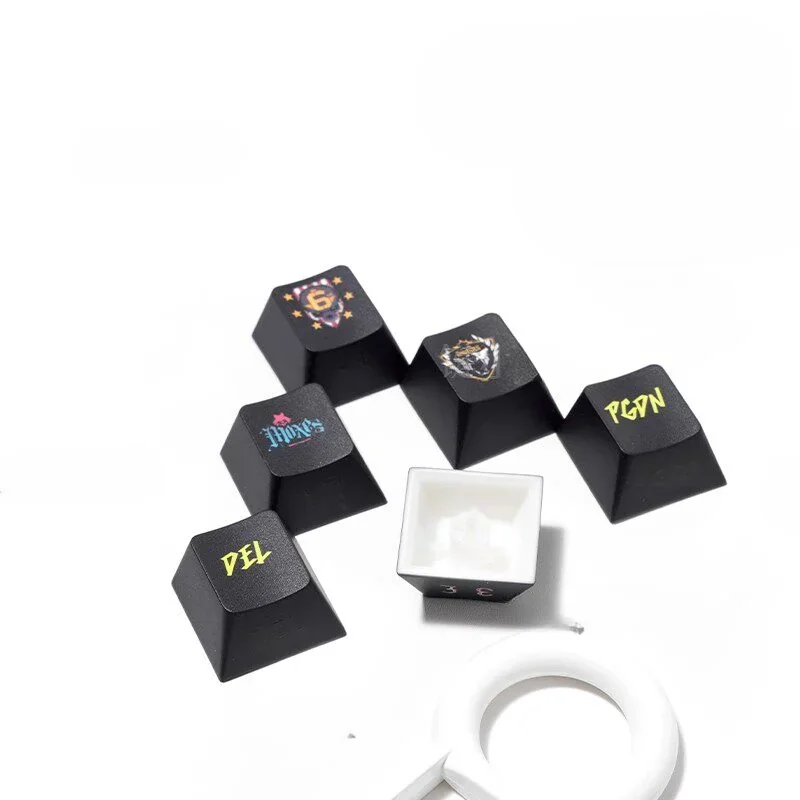 Detail shot of the keycap profile and translucent legends illuminated by RGB backlight