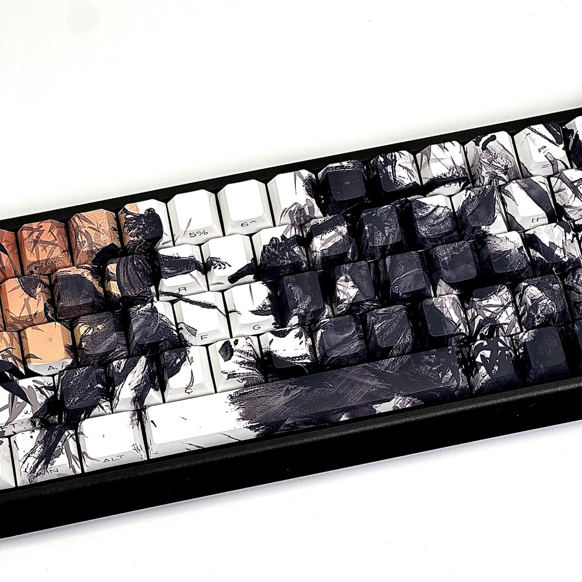 Side profile of Bamboo Forest Battle Cherry Unique side-printed showing keycap shape and fit