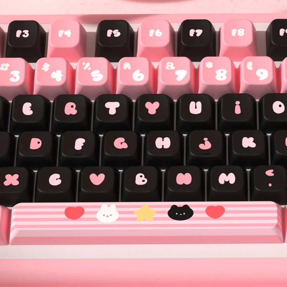Side view of Black Cat MDA keycaps, illustrating the uniform medium-height sculpted profile