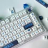 Blue Pixel Cherry Keycap Durable PBT Dye-sub installed on a mechanical keyboard setup