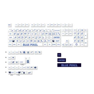 Detailed texture view of Blue Pixel Cherry Keycap Durable PBT Dye-sub artisan design
