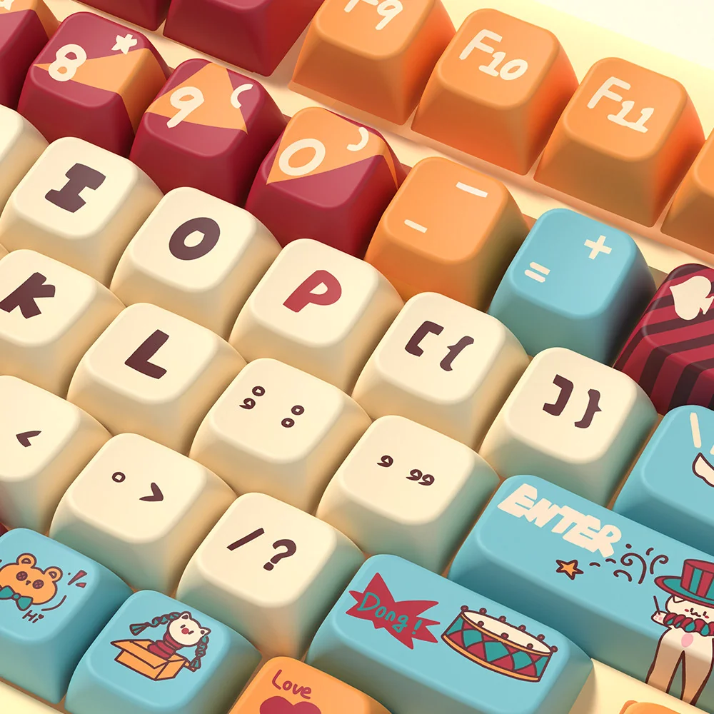 Side profile of Cat Circus Series Keycap Whimsical Cat Circus PBT showing keycap shape and fit