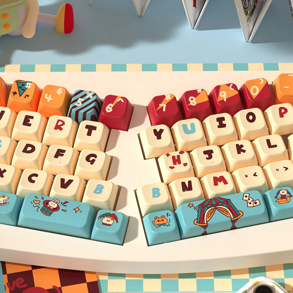 Detailed texture view of Cat Circus Series Keycap Whimsical Cat Circus PBT artisan design
