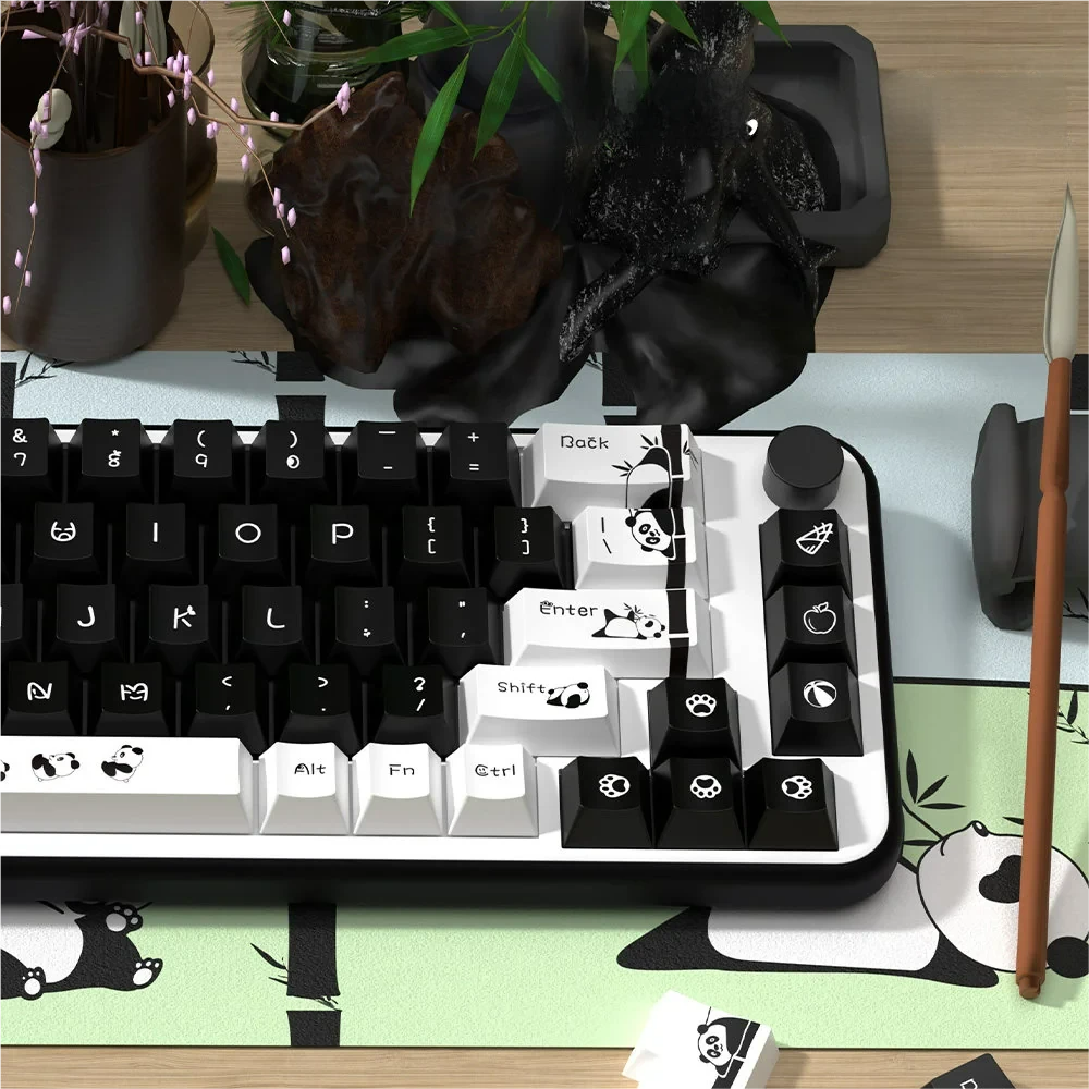 Detailed texture view of Charming Panda Cherry Keycap Charming Red Panda artisan design