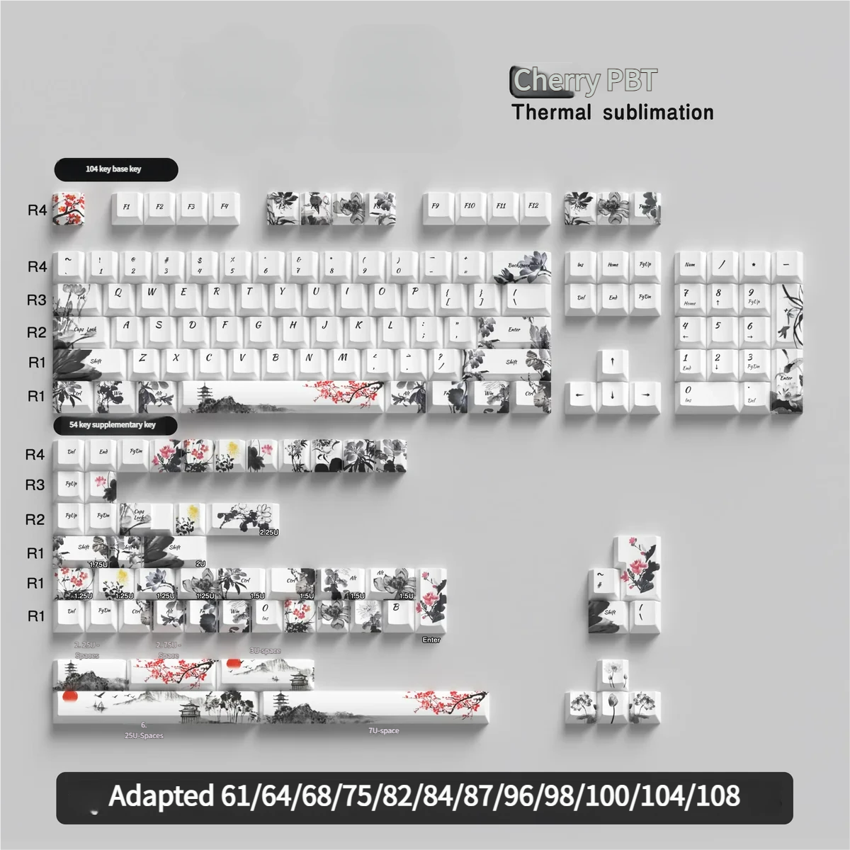 Detailed view 7 of Chinese Ink Wash Cherry Exquisite Chinese Ink artisan keycap