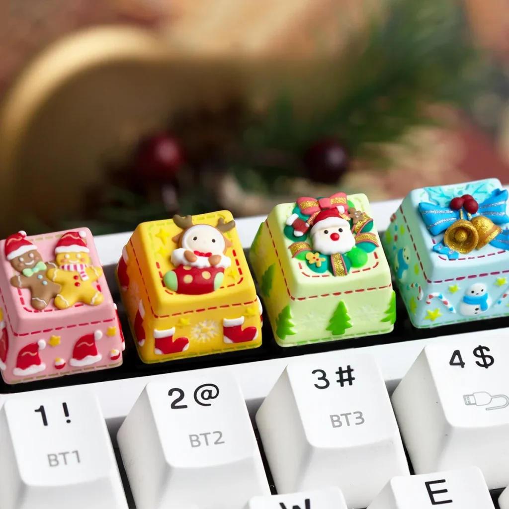 Handcrafted Christmas Artisan Keycap with festive scene