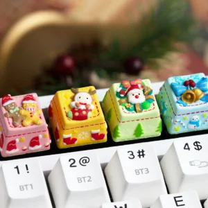Handcrafted Christmas Artisan Keycap with festive scene