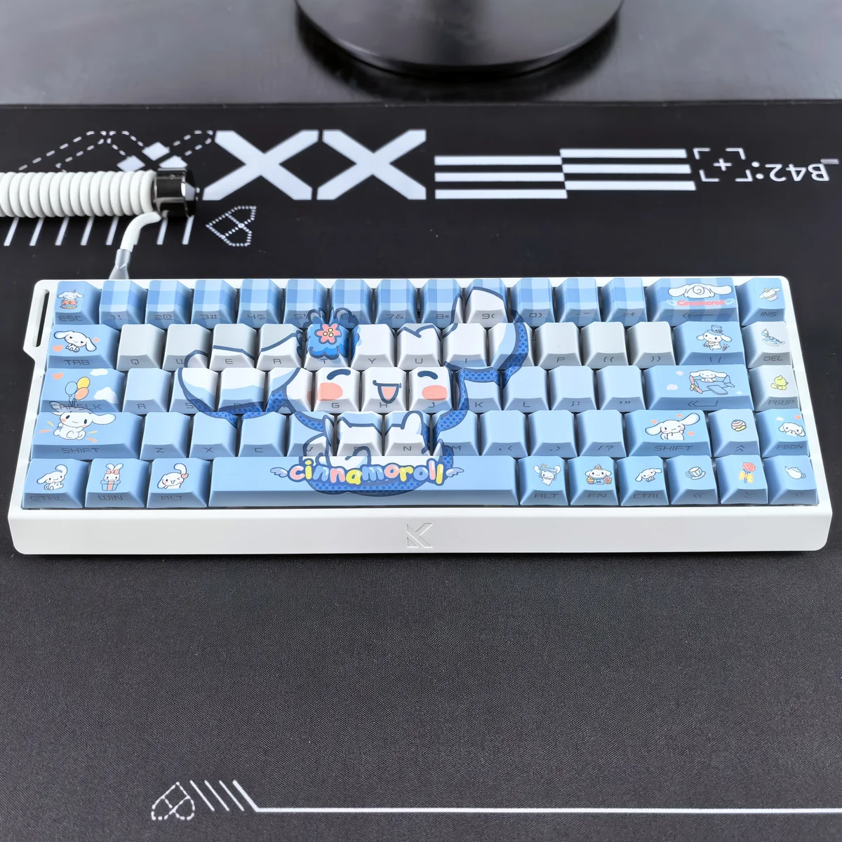 Full layout of the 74-key Cinnamoroll Keycap Set in Cherry profile