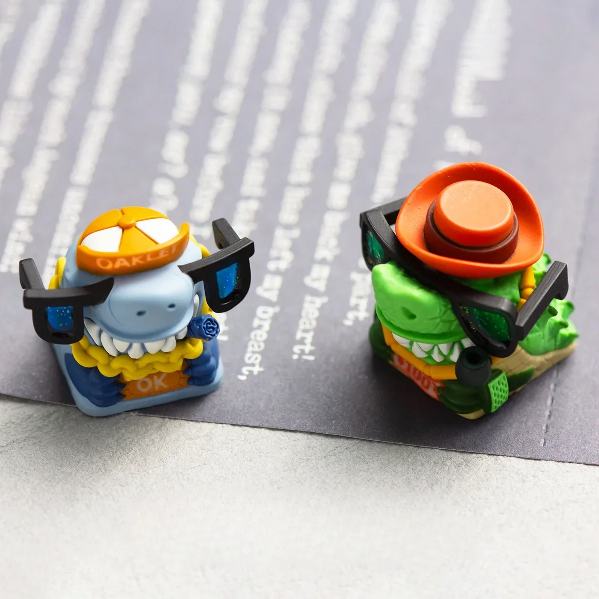 Close-up of Textured Crocodile Resin ESC Keycap Detail