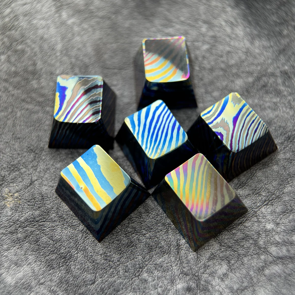 Damascus Titanium Artisan Keycap Front product image