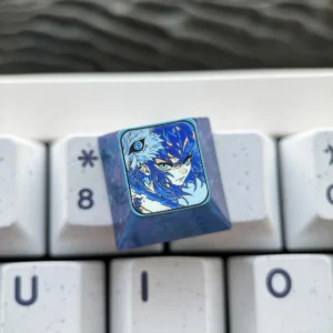 Premium Demon Slayer Inosuke Hashibira titanium keycap on mechanical keyboard