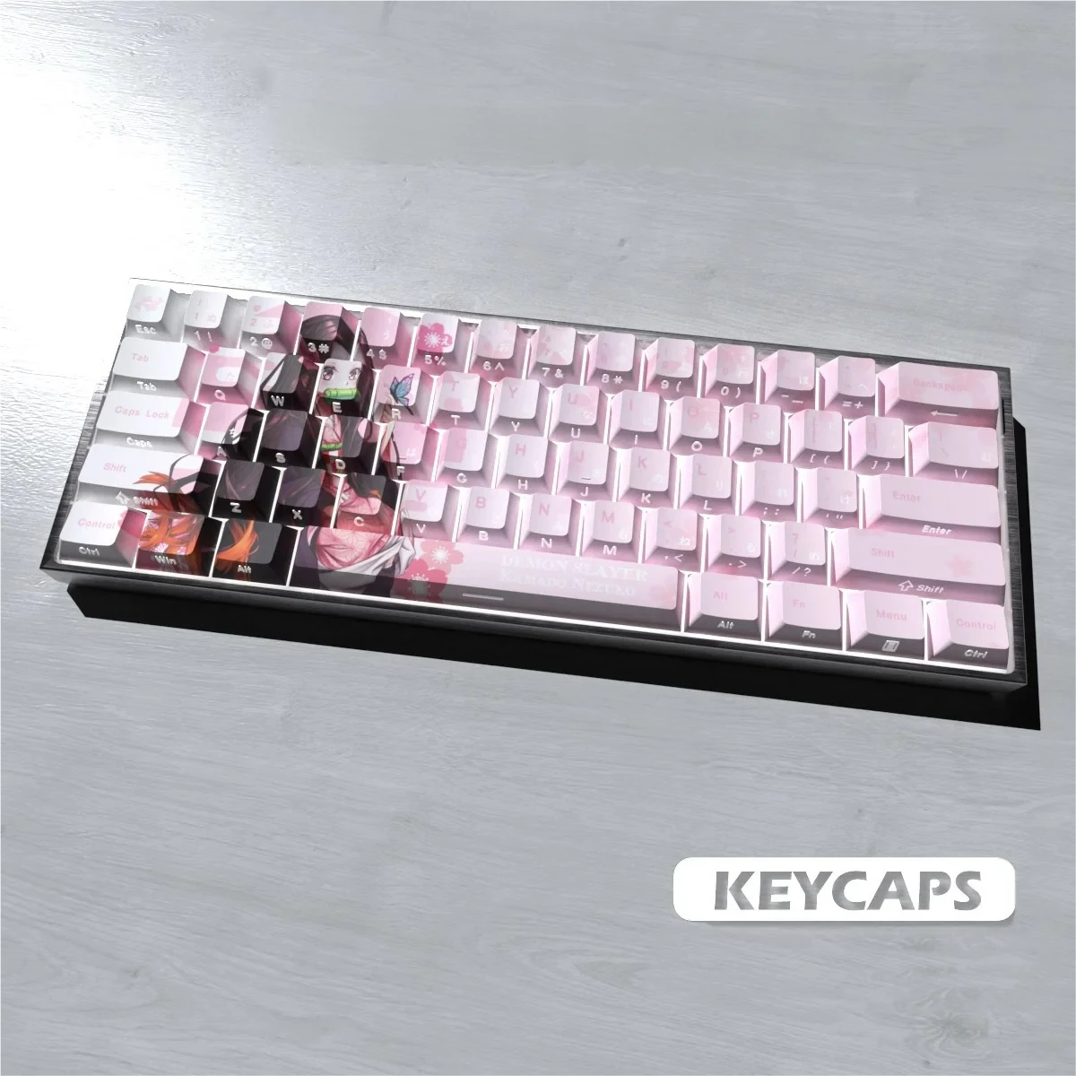 Demon Slayer Nezuko Kamado Iconic Nezuko PBT installed on a mechanical keyboard setup