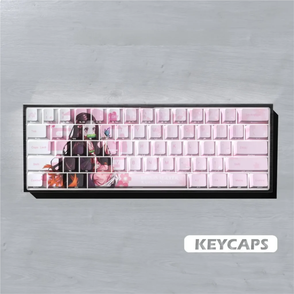 Demon Slayer Nezuko Kamado Iconic Nezuko PBT hero image featuring Nezuko Kamado Keycap Set