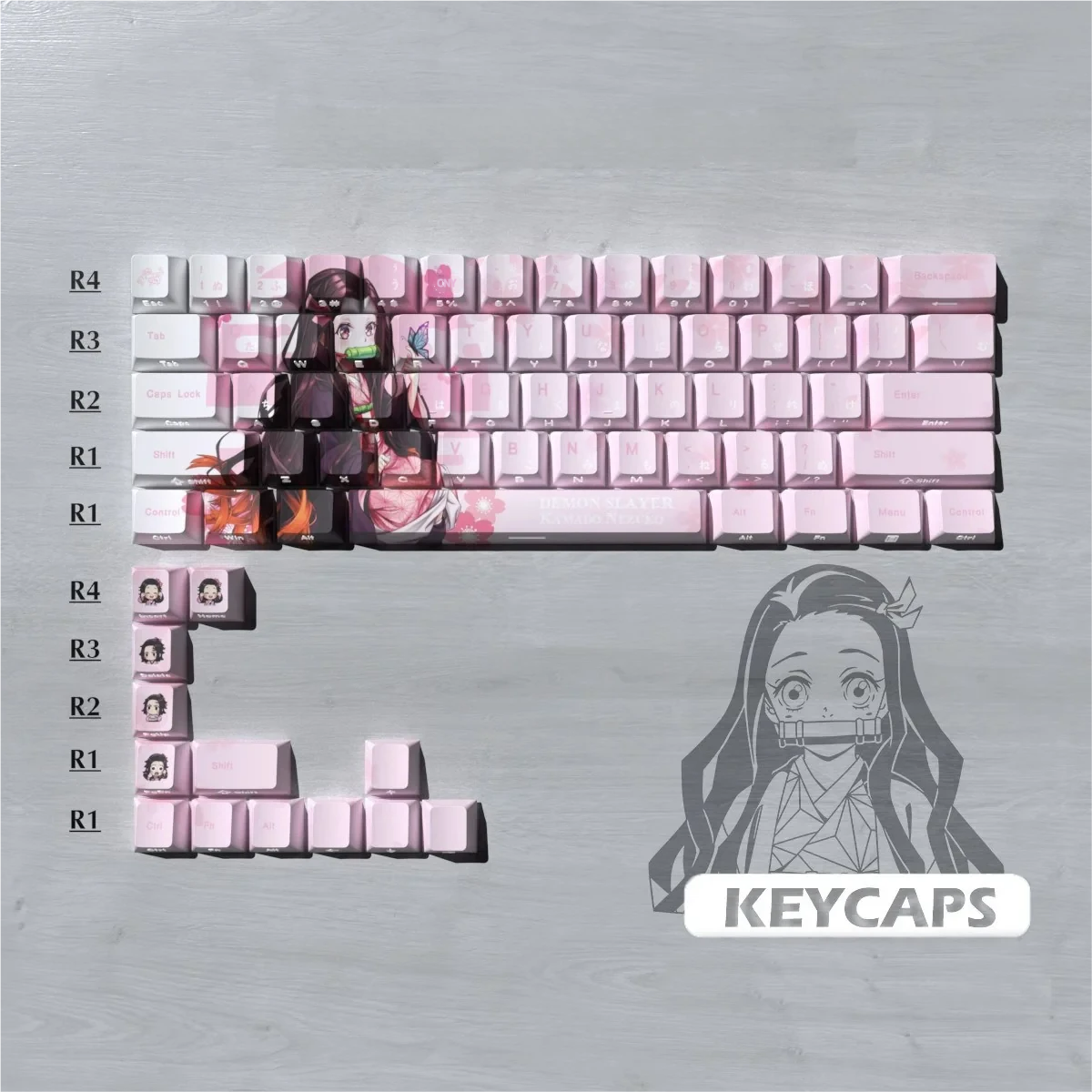 Detailed texture view of Demon Slayer Nezuko Kamado Iconic Nezuko PBT artisan design