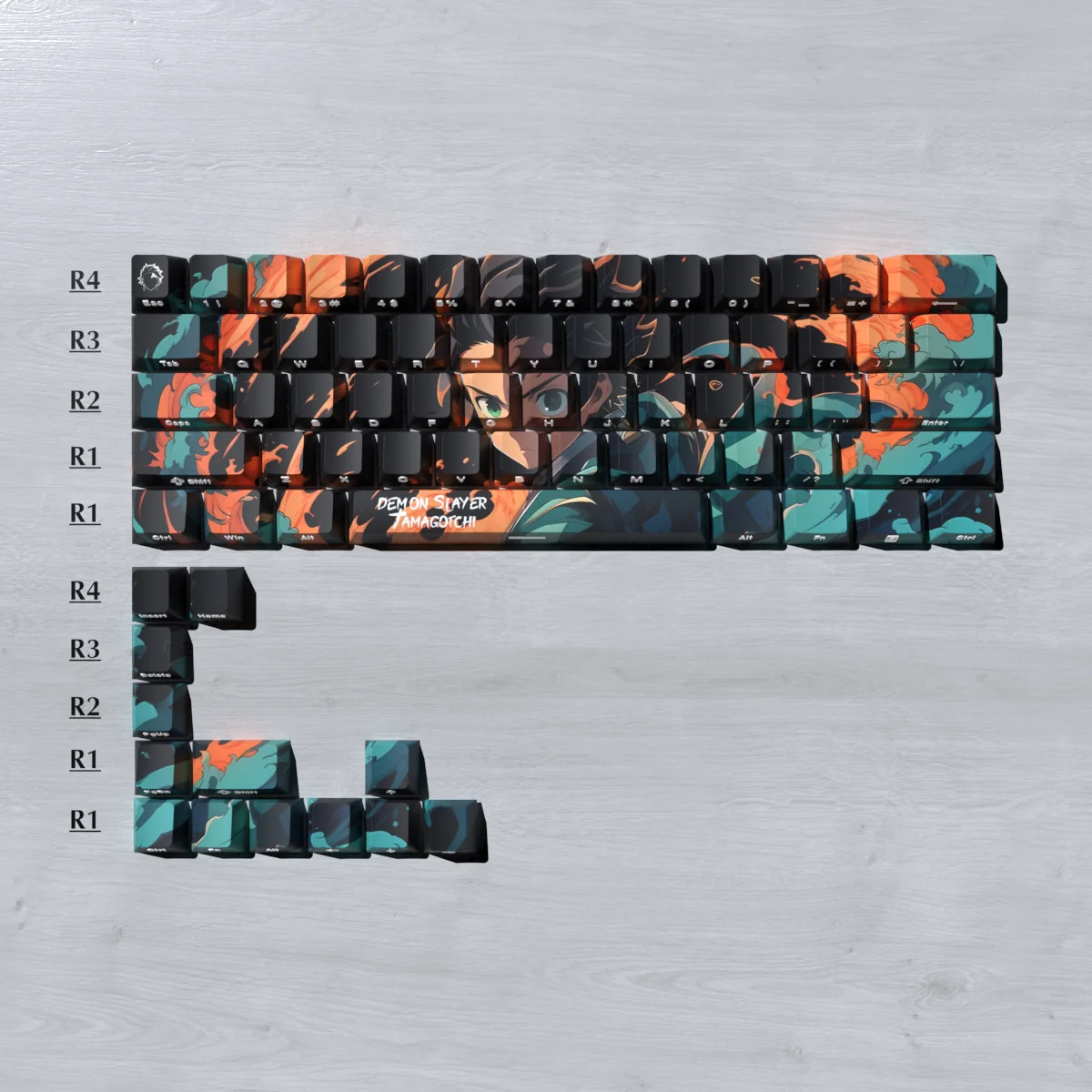Demon Slayer Premium Tanjiro Tanjiro installed on a mechanical keyboard setup