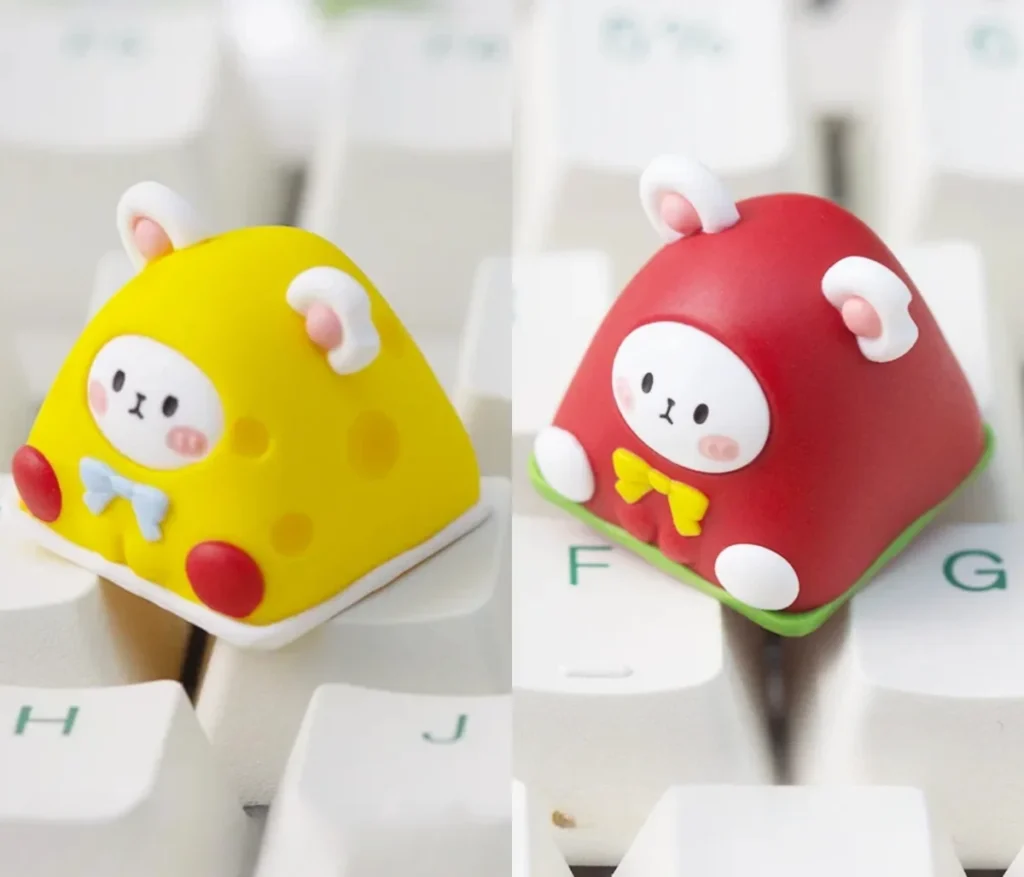 Whimsical Dessert Mice Artisan Keycap on a mechanical keyboard