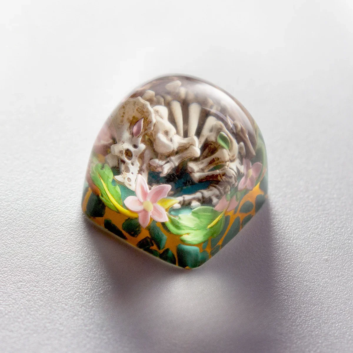 Dinosaur skull keycap, resin art, custom keyboard accessory