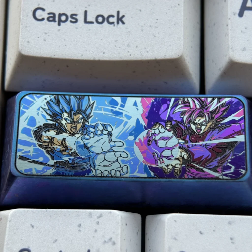 Super Saiyan Blue Goku and Vegeta titanium artisan keycap