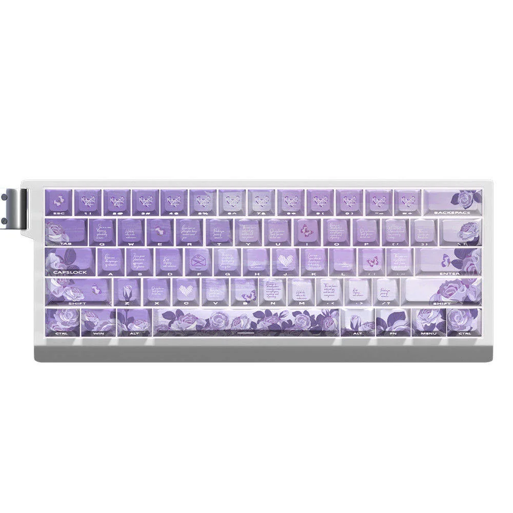 Detailed texture view of Elegance Purple Rose Cherry Unique PBT side-lit artisan design