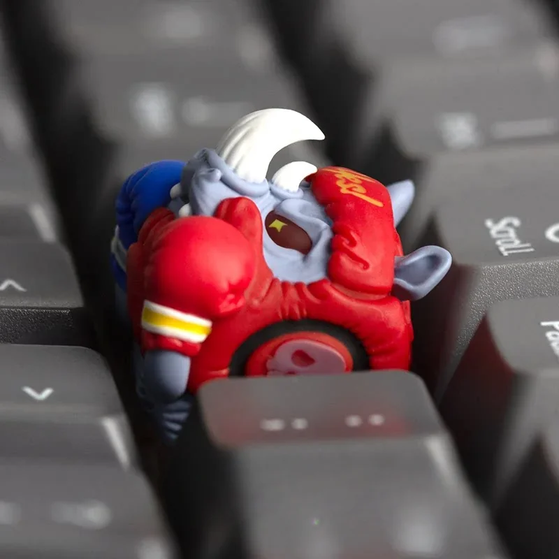 Side profile of Fierce Boxer Rhino Keycap Unique Handcrafted showing keycap shape and fit