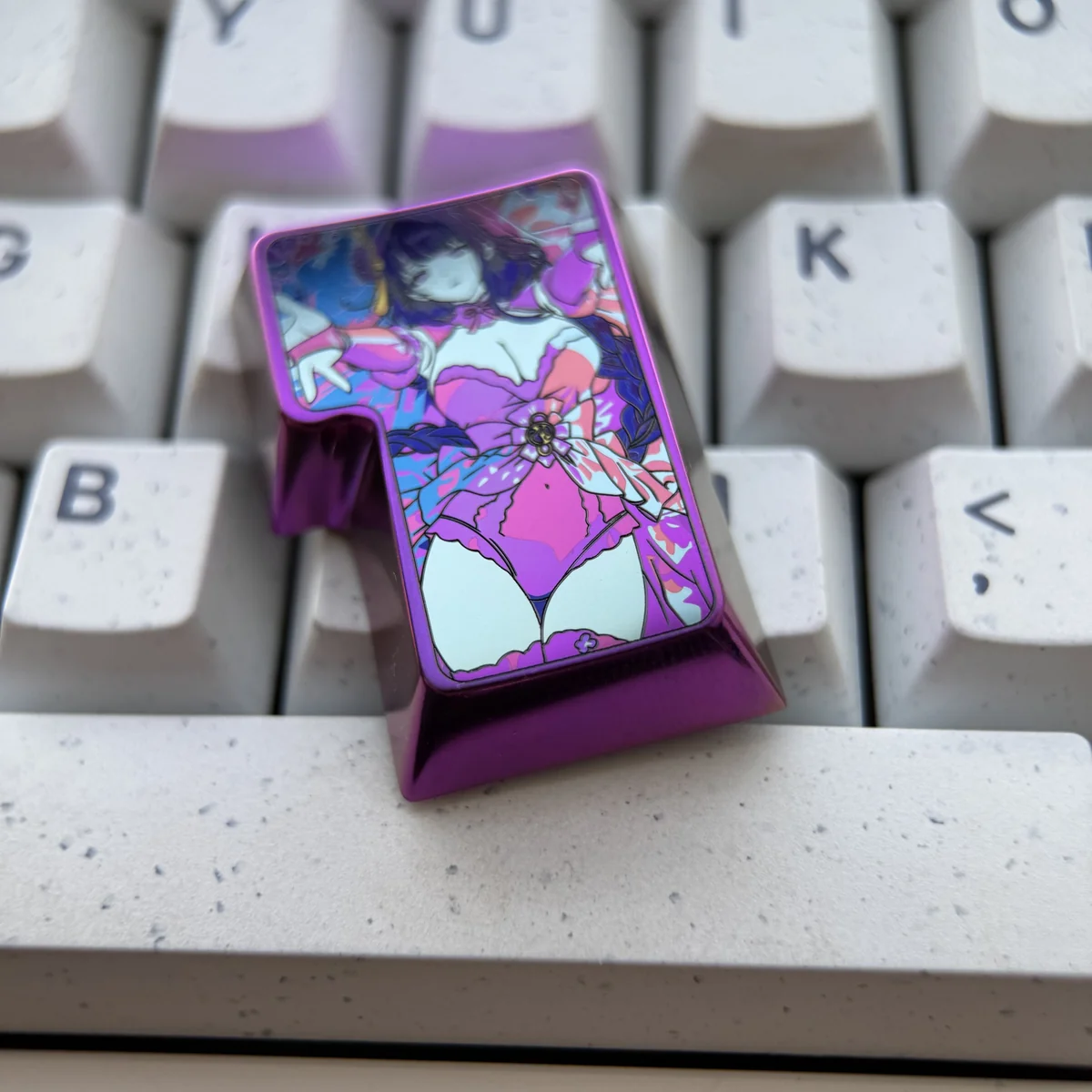 Genshin Impact Raiden Shogun Enter Keycap from a top view