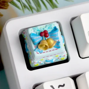 Christmas themed keycap showing intricate resin craftsmanship