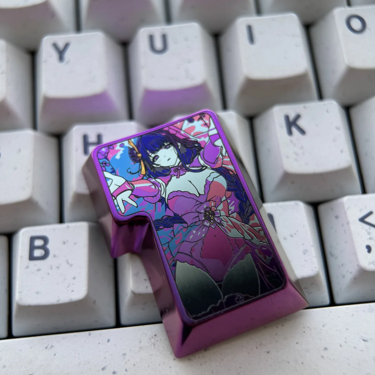 Raiden Shogun titanium keycap highlighting ISO Enter size