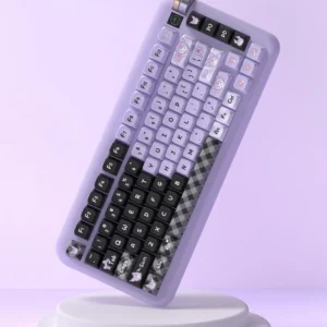 Kuromi Keycap Set on a black mechanical keyboard, showcasing mischievous design and MDA profile