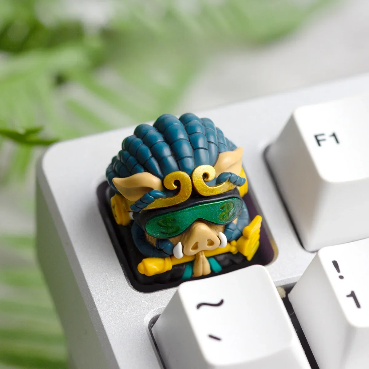 Side view of Luminous Bajie Artisan Keycap, demonstrating its profile and resin clarity