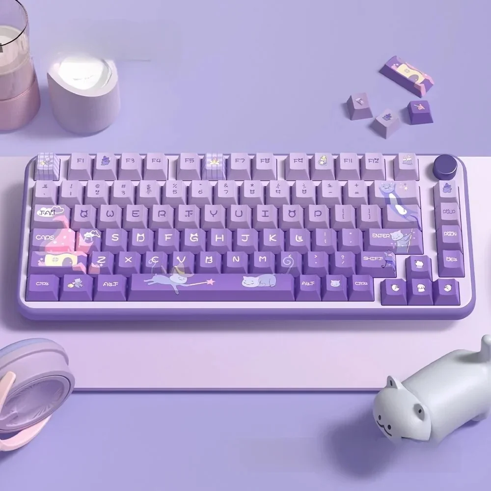 Meow Castle Pbt Keycap Set Taro Purple Full product image