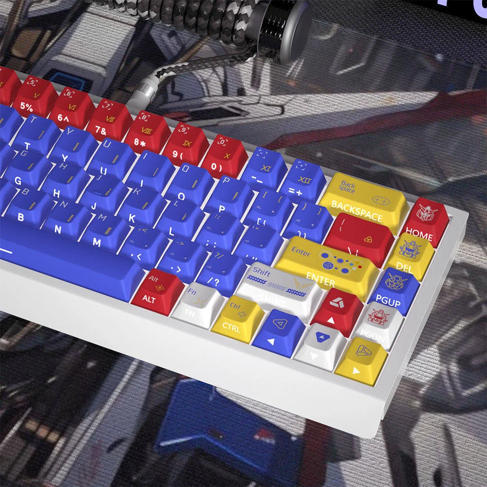 Mobile Suit Gundam Iconic Iconic Gundam theme installed on a mechanical keyboard setup
