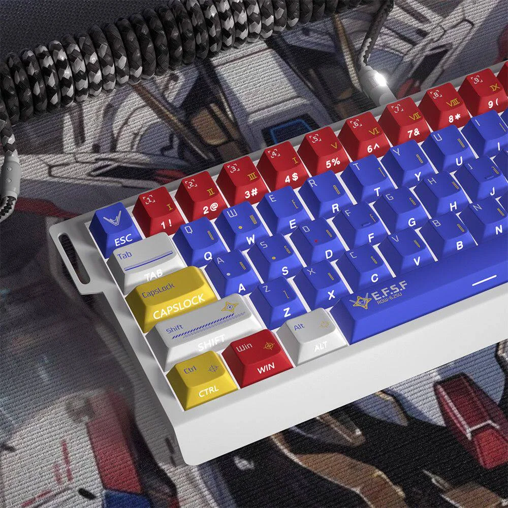 Side profile of Mobile Suit Gundam Iconic Iconic Gundam theme showing keycap shape and fit