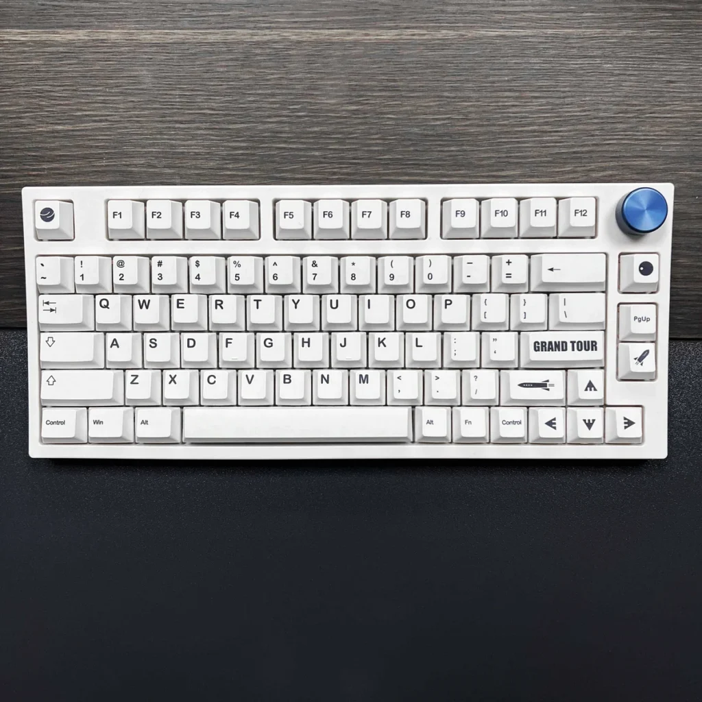 Monochromatic Cosmic PBT Keycap Set full layout on a mechanical keyboard