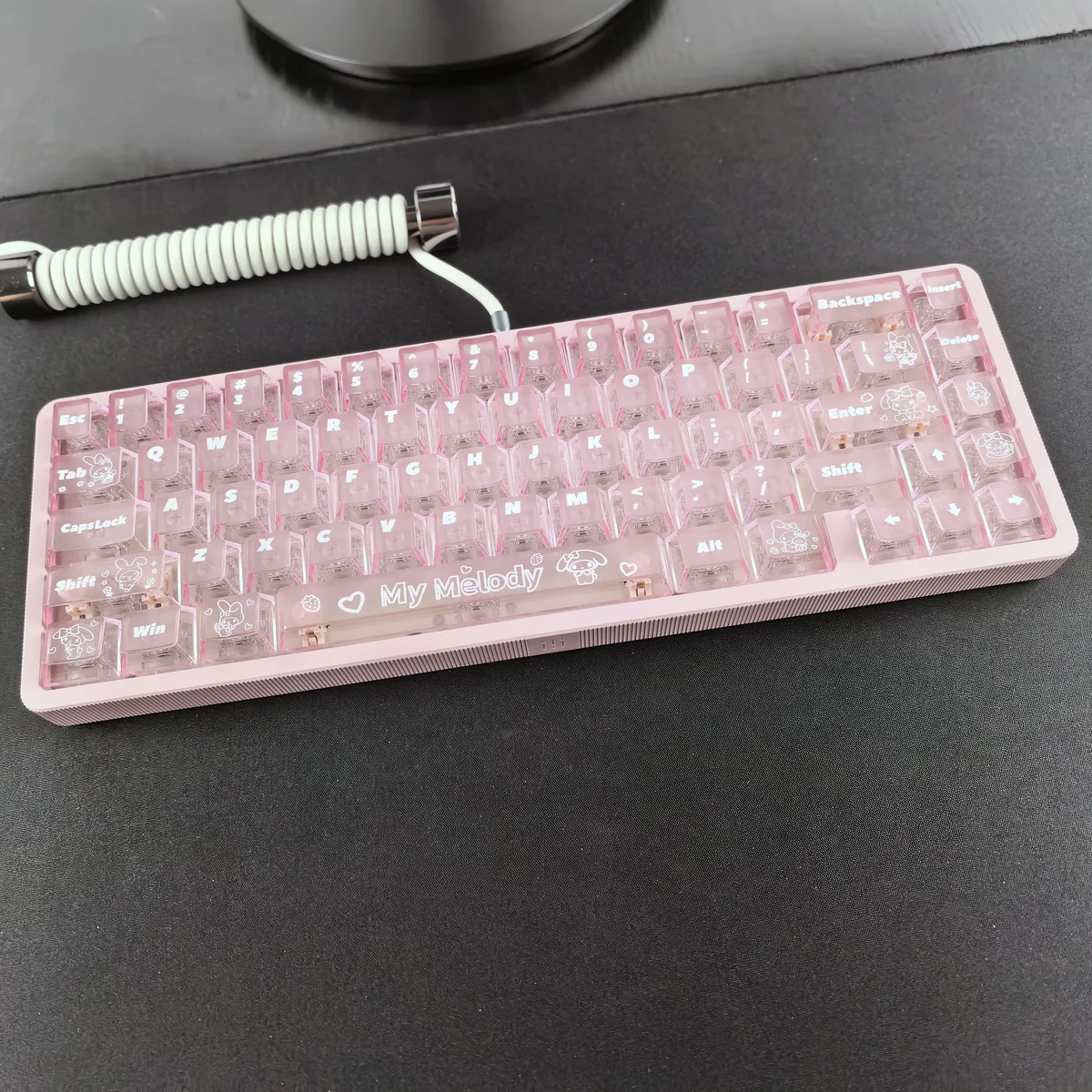 My Melody keycap glowing gently on an ESC key position