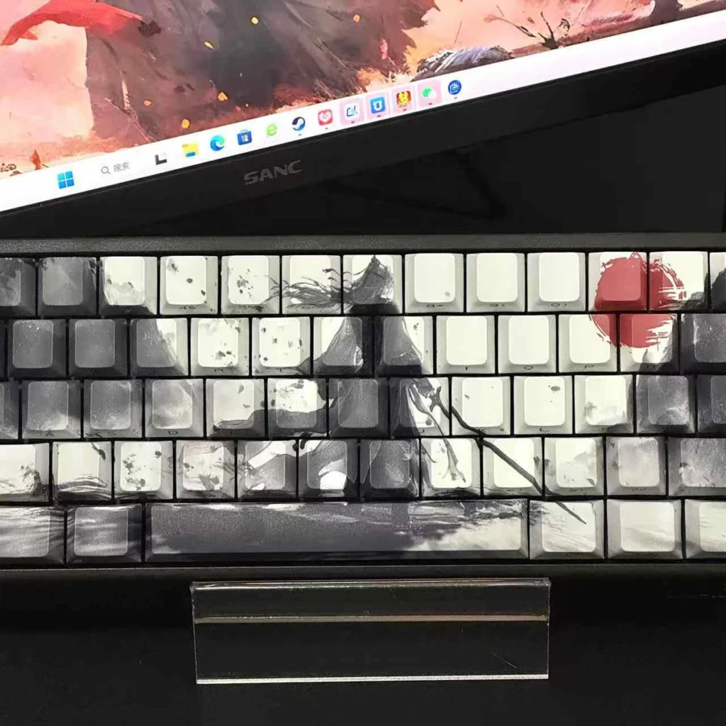 Side profile of Mythical Sword Immortal Cherry Mythical Sword showing keycap shape and fit