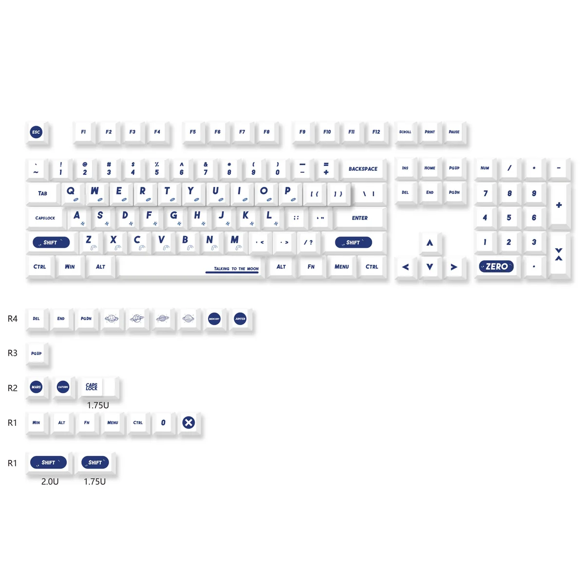 Mechanical keyboard with NASA Astronaut PBT Dye-Sub Keycap Set, cosmic aesthetic.