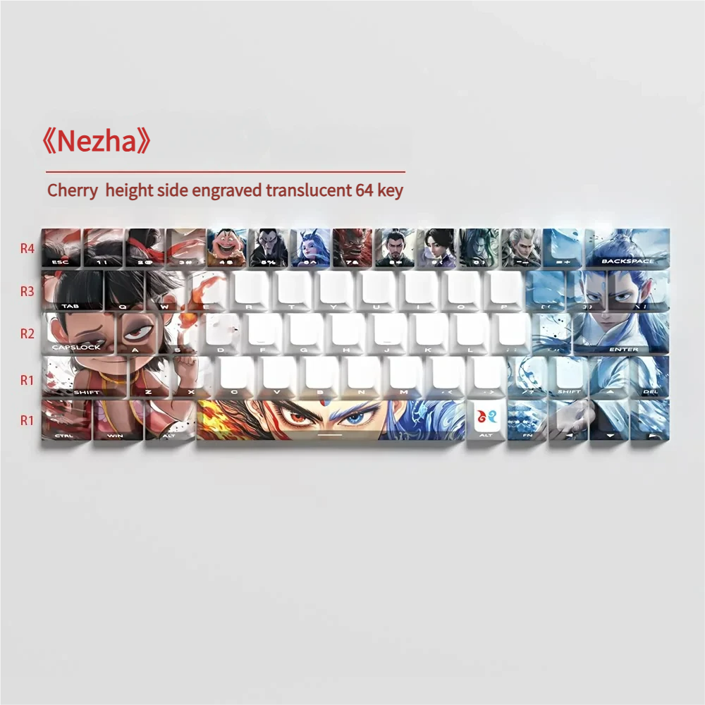 Side profile of Nezha keycaps demonstrating OEM profile and legend clarity