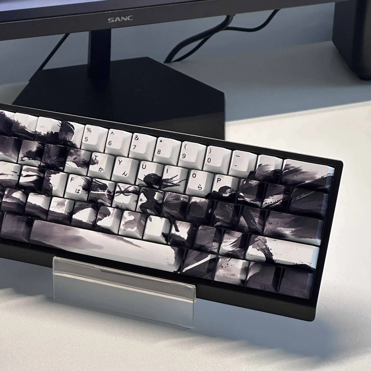 Side profile of Ninjutsu Cherry Keycap Set Unique Ninjutsu PBT showing keycap shape and fit