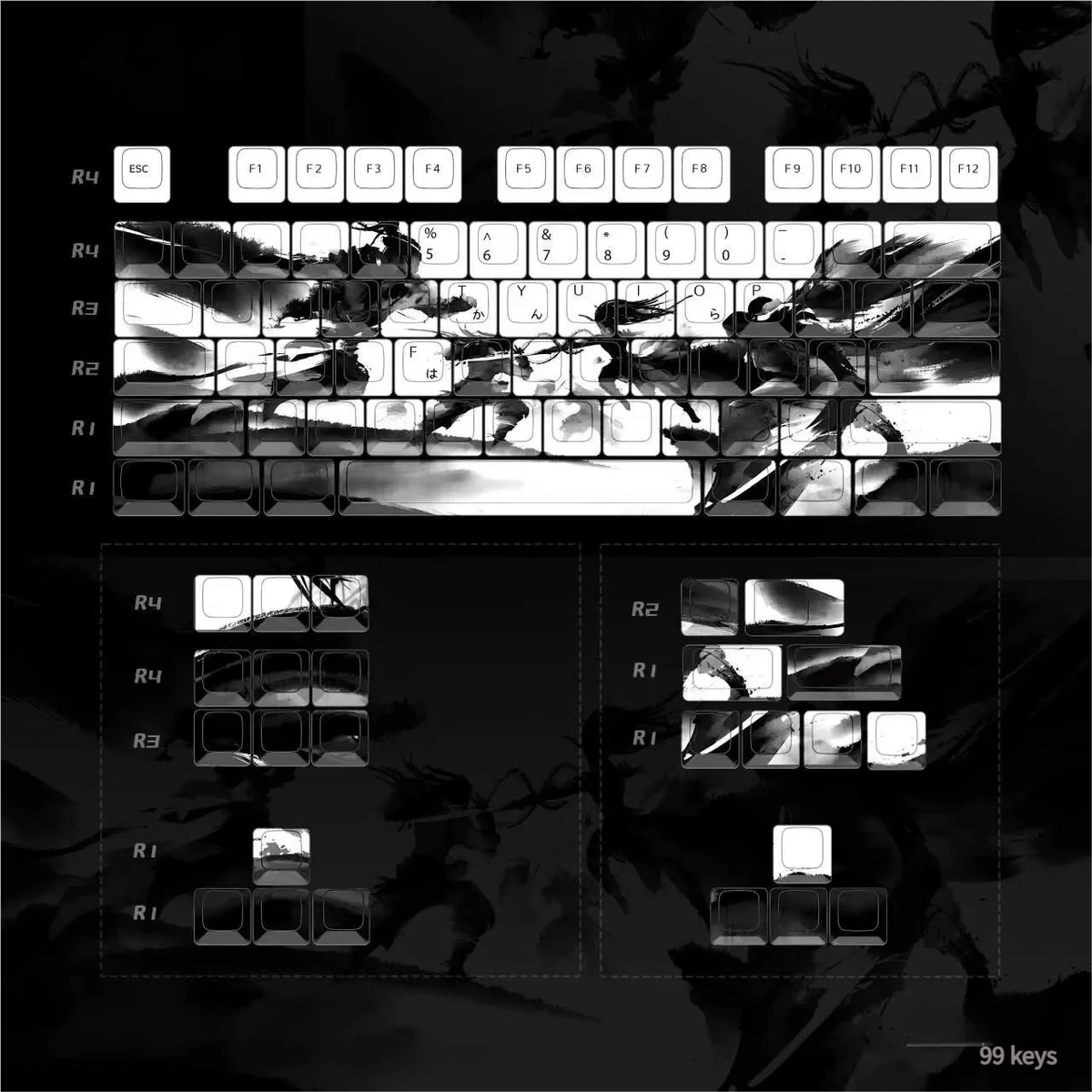 Detailed texture view of Ninjutsu Cherry Keycap Set Unique Ninjutsu PBT artisan design