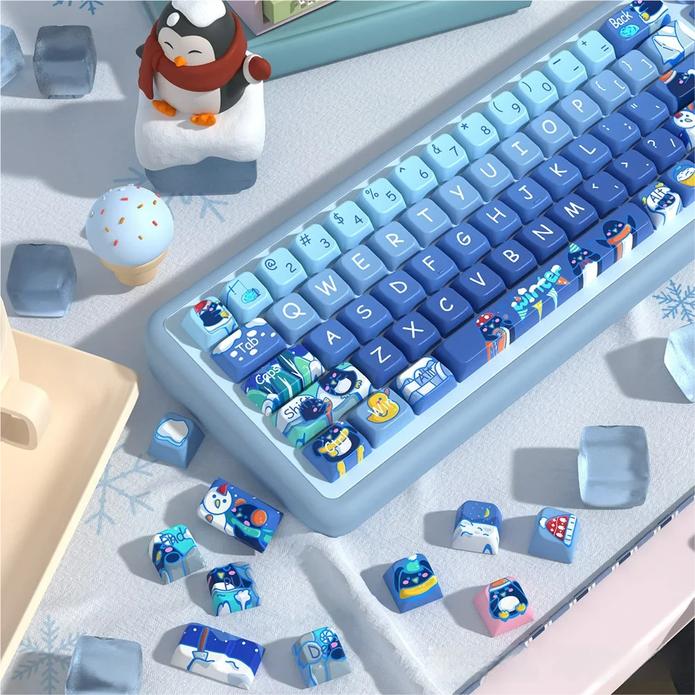 Close-up of Penguin Winter MDA Keycap Unique Penguin & Winter highlighting handcrafted details and finish