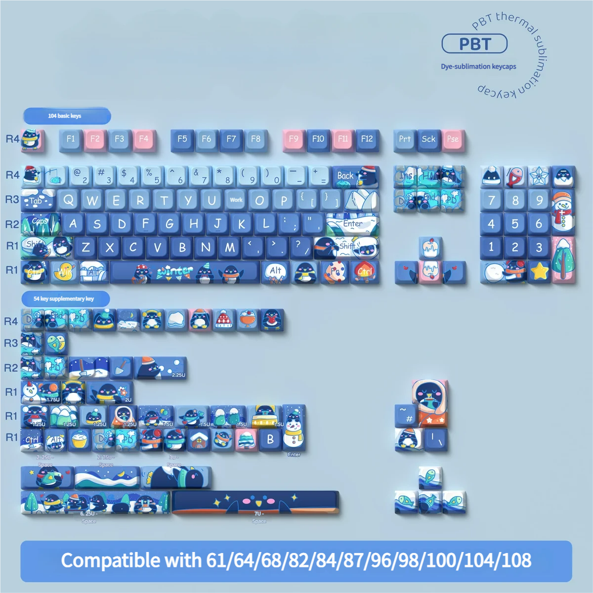 Detailed view 7 of Penguin Winter MDA Keycap Unique Penguin & Winter artisan keycap