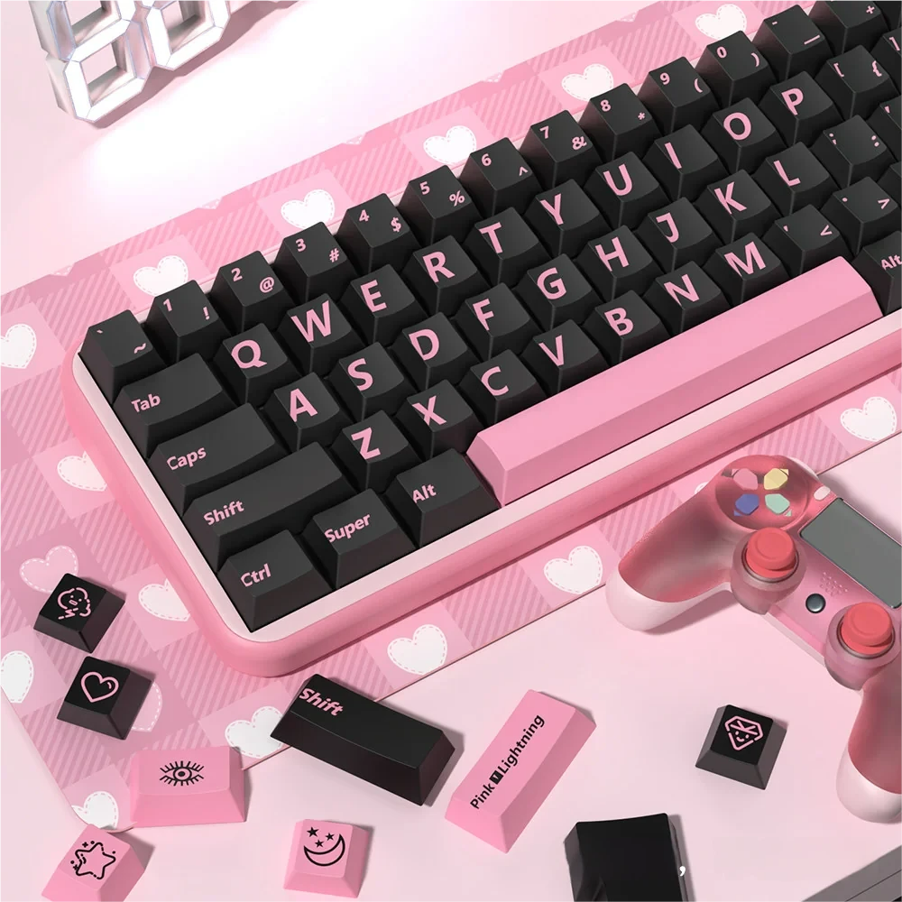 Close-up of Pink Lightning Cherry Keycap Striking Pink highlighting handcrafted details and finish