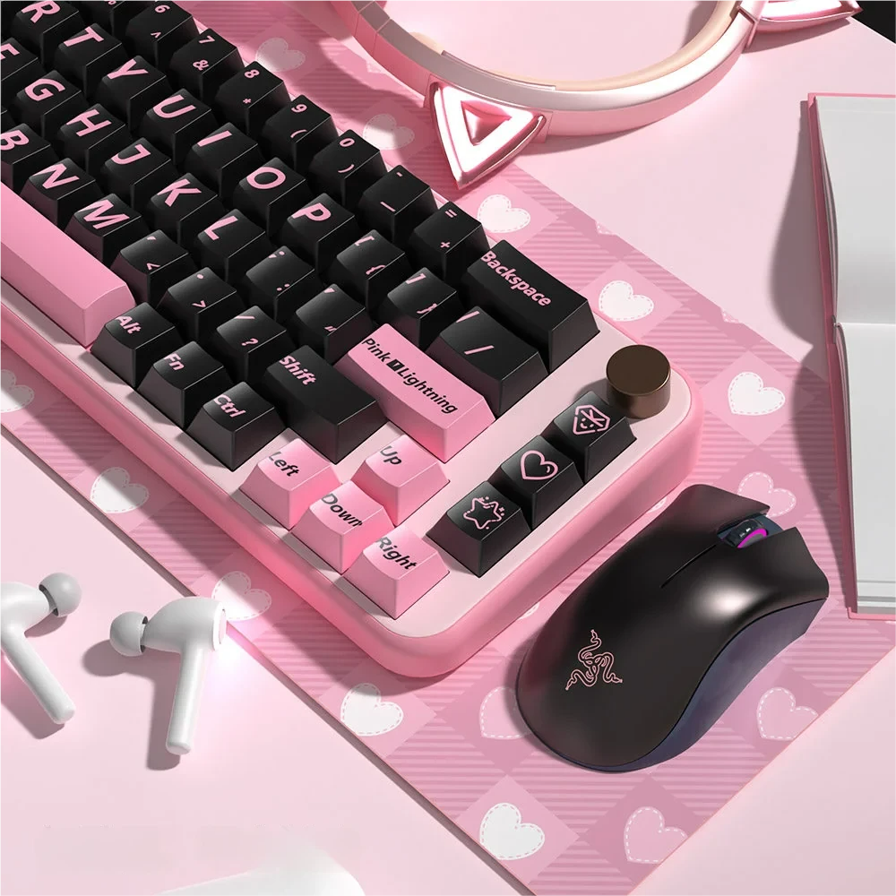 Pink Lightning Cherry Keycap Striking Pink installed on a mechanical keyboard setup