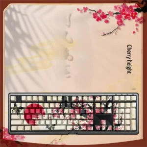 Plum Blossom PBT Dye-Sub keycap set on mechanical keyboard