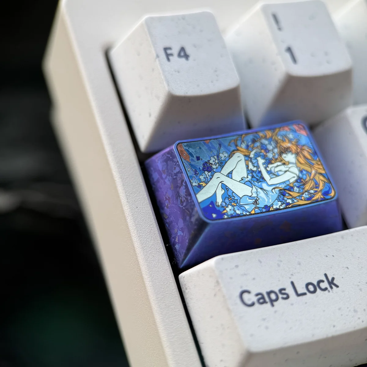 Premium Asuka keycap showing metallic finish and durability