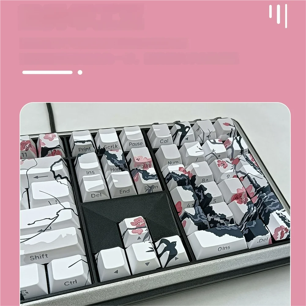 Side profile of Premium Japanese Sakura Cherry Sakura side-lit showing keycap shape and fit